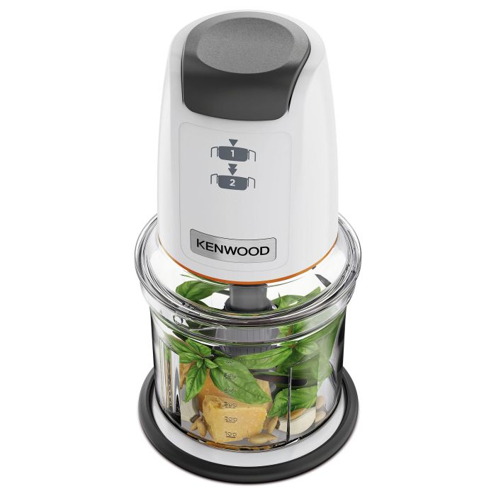 Kenwood CHP61.00WH Mini Picadora 0.8L, 4 Cuchillas Acero Inoxidable, 500W, Base Antideslizante, Blanco