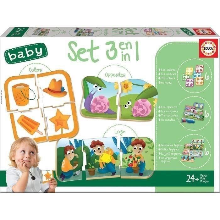 Educa Baby Set 3 en 1: Juegos Educativos Desarrollo Niños 24+ Meses - Rompecabezas Baby Colors y Baby Logic con Piezas Grandes y Gruesas Educa Baby Set 3 en 1: Juegos Educativos Desarrollo Niños 24+ Meses - Rompecabezas Baby Colors y Baby Logic con Piezas Grandes y Gruesas