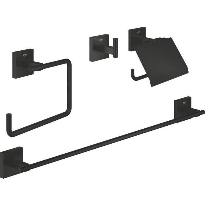 Juego de accesorios 4 en 1 - GROHE - 411152430 - Start Cube - Negro mate 0 Juego de accesorios 4 en 1 - GROHE - 411152430 - Start Cube - Negro mate 0