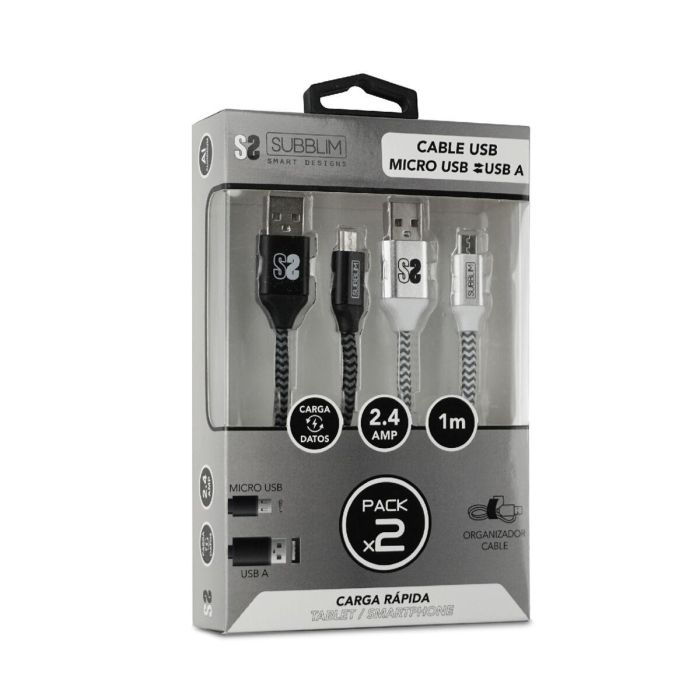 Cable Micro USB Subblim SUB-CAB-1MU001 1 m (2 Unidades) 1