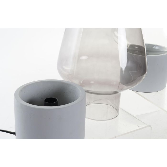 DKD Home Decor Lámpara de Sobremesa Urban. Set de 2 Unidades de Cemento y Cristal. Colores Gris Claro y Oscuro. E14 25W, 20x29x20 cm. 2 DKD Home Decor Lámpara de Sobremesa Urban. Set de 2 Unidades de Cemento y Cristal. Colores Gris Claro y Oscuro. E14 25W, 20x29x20 cm. 2
