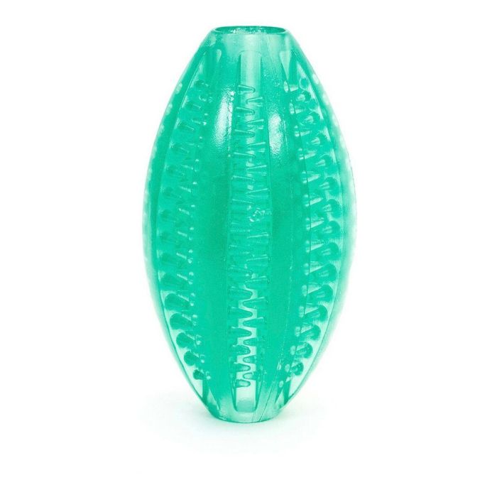 Gloria Pelota Dental Rugby TPR para Perros 9cm. Juguete Resistente Limpieza Dientes Anti Sarro Rellenable Premios Ansiedad 9