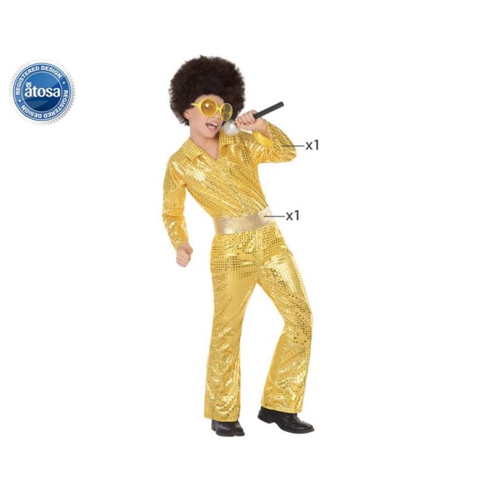 Disfraz Disco Años 70 Dorado Infantil Niño 5-6 Años con Mono y Cinturón para Carnaval y Fiestas Disfraz Disco Años 70 Dorado Infantil Niño 5-6 Años con Mono y Cinturón para Carnaval y Fiestas