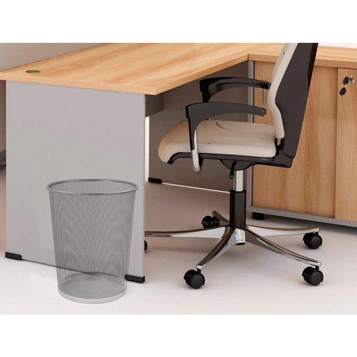 Q-connect Papelera de Metal Rejilla Gris Circular 8,3 Litros 190x260x235 mm 4