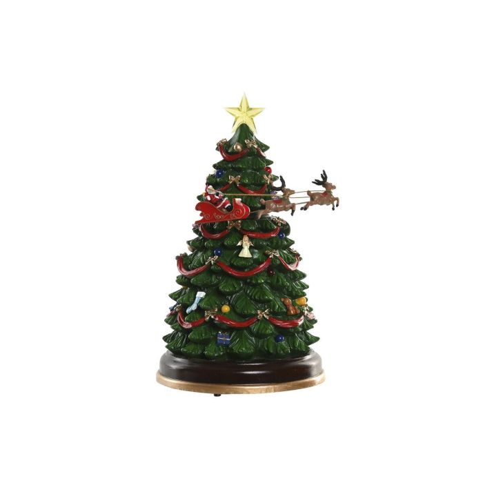 DKD Home Decor Árbol de Navidad Tradicional Multicolor con Luz LED, Música y Movimiento, 33 cm, Funciona con Pilas AA 4