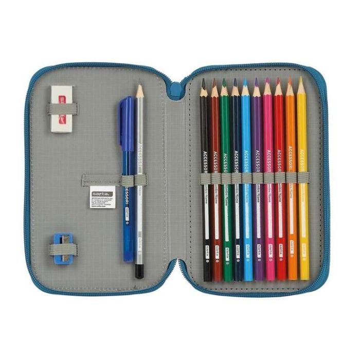 Blackfit8 28 pcs Plumier Doble Pequeño Egeo Azul 600D Poliéster 10 Blackfit8 28 pcs Plumier Doble Pequeño Egeo Azul 600D Poliéster 10