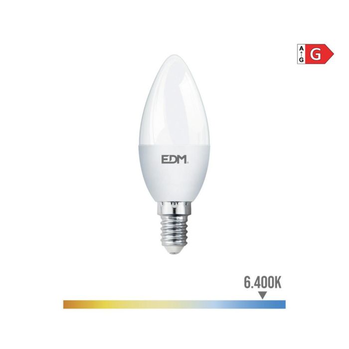 Bombilla vela led e14 5 W 400lm 6400k luz fria ø3,5x10cm edm