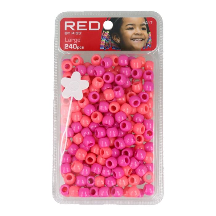 Red Kiss L Hair Beads 240 Pcs (Pink Asst)