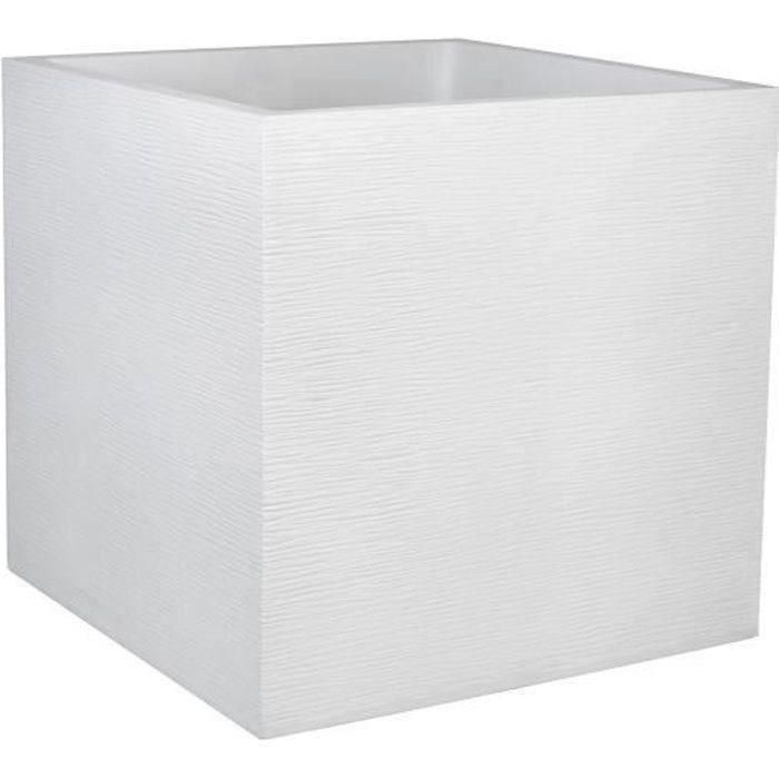 EDA PLASTIQUE Caja de flores cuadrada Graphit - 57 L - 49.5 x 49.5 x 49.5 cm - Plomo blanco