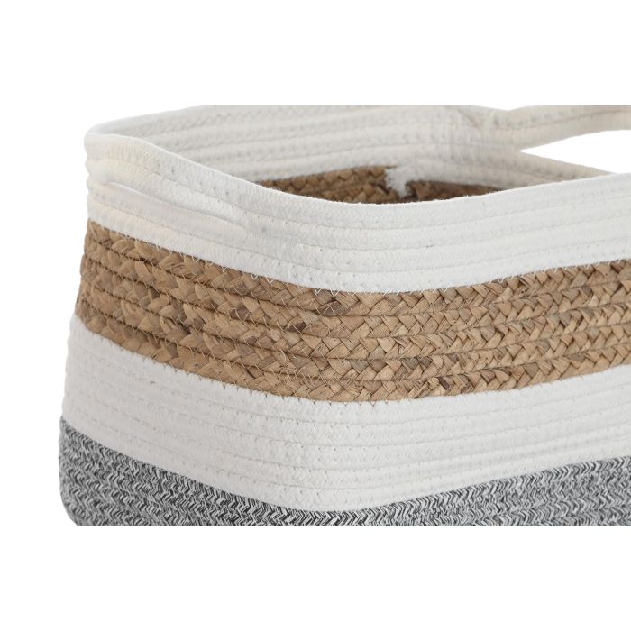 DKD Home Decor Set de 3 Cestas Básicas Hechas a Mano para Organización y Almacenamiento de Fibra y Algodón Blanco Natural L27xW36xH27 cm 2 DKD Home Decor Set de 3 Cestas Básicas Hechas a Mano para Organización y Almacenamiento de Fibra y Algodón Blanco Natural L27xW36xH27 cm 2