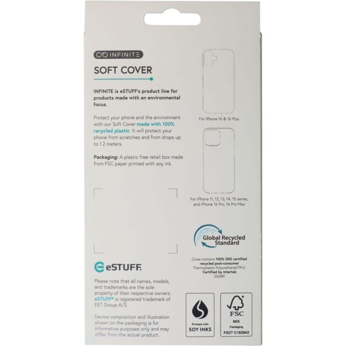 eSTUFF iPhone 16 INFINITE VIENNA TPU Cover - Black - 100% recycled plastic 7 eSTUFF iPhone 16 INFINITE VIENNA TPU Cover - Black - 100% recycled plastic 7