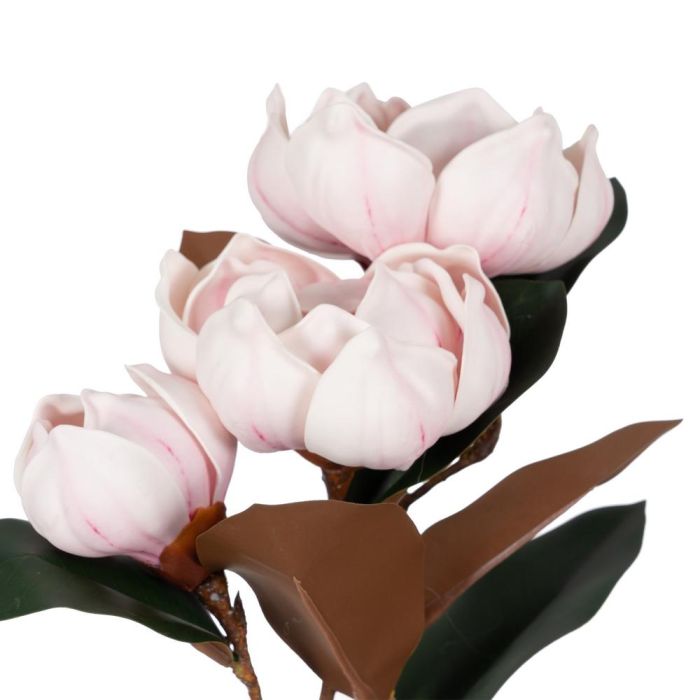 Flor Magnolia Rosa Goma Decoración 73 cm