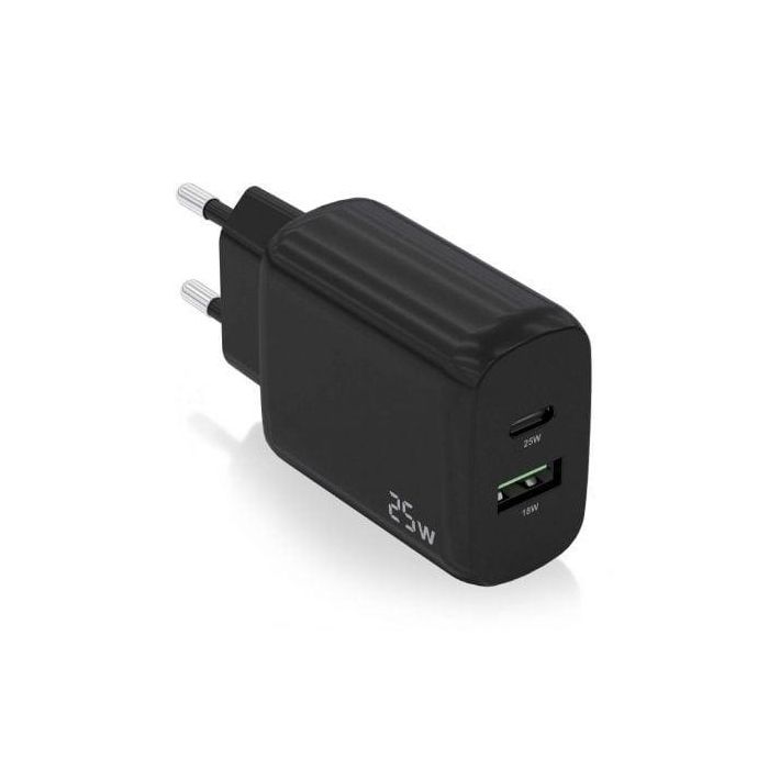 AISENS - CARGADOR 25W, 1xUSB-C PD3.0, 1xUSB-A QC3.0, NEGRO AISENS - CARGADOR 25W, 1xUSB-C PD3.0, 1xUSB-A QC3.0, NEGRO