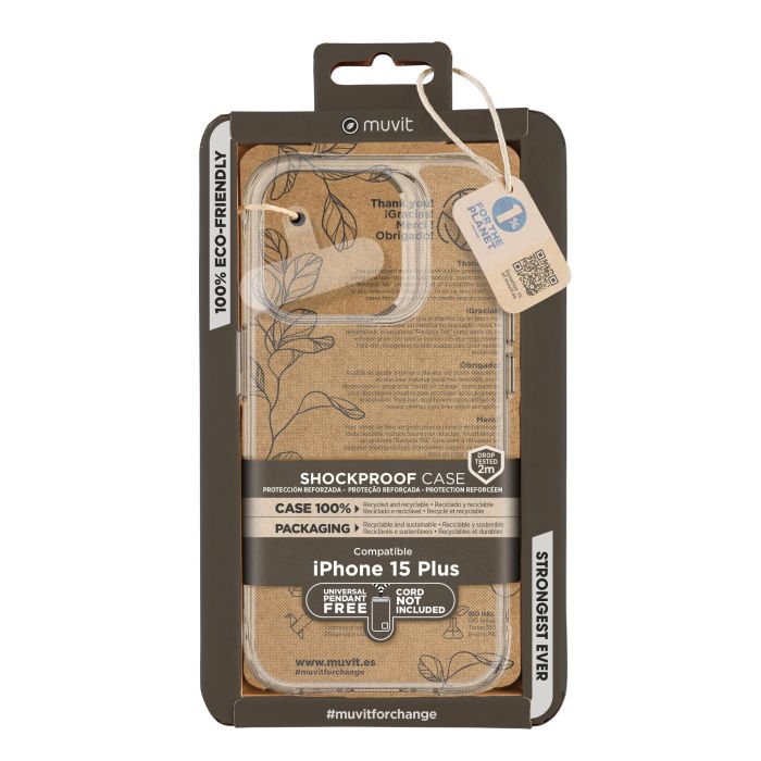 Muvit Shockproof 2M Funda para iPhone 15, Material Reciclado, Protección contra Golpes y Arañazos Muvit Shockproof 2M Funda para iPhone 15, Material Reciclado, Protección contra Golpes y Arañazos