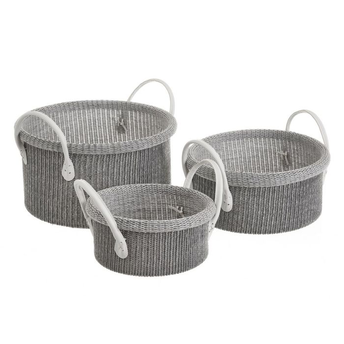 Cesta Multiusos Blanco Gris Poliéster (3 Unidades)