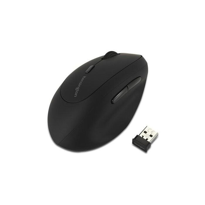 Kensington Ratón Pro Fit Ergonómico Vertical Inalámbrico para Zurdos, 6 Botones, 800-1200-1600 DPI, Negro