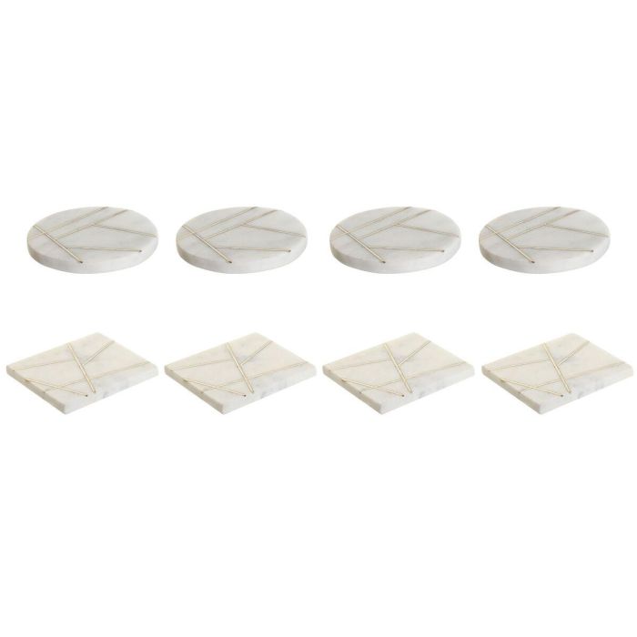 Posavasos Chic DKD Home Decor Blanco Dorado 10 x 1 x 10 cm Set de 4 (2 Unidades) Posavasos Chic DKD Home Decor Blanco Dorado 10 x 1 x 10 cm Set de 4 (2 Unidades)