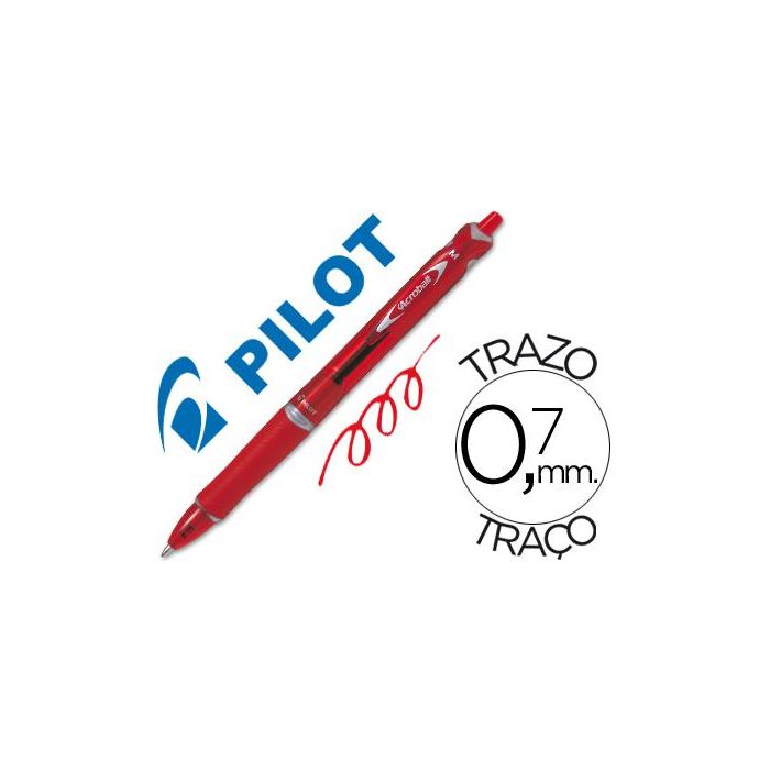 Boligrafo Pilot Acroball Rojo Tinta Aceite Punta De Bola De 1,0 mm Retractil 10 unidades