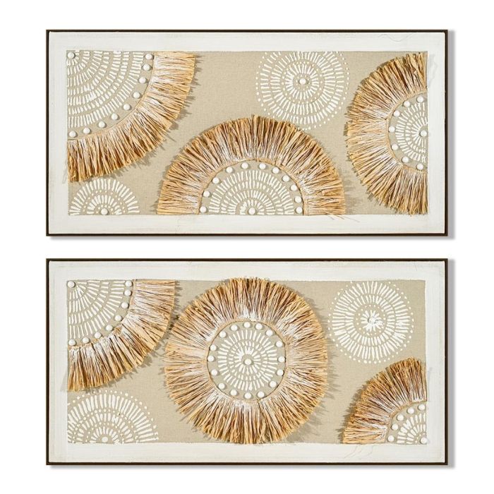 DKD Home Decor Cuadro Boho Lienzo y PS Natural Beige 122 x 62 cm (2 Unidades) Decoración Hogar