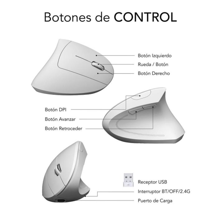 SUBBLIM Ratón GLIDE VERTICAL ERGO DUAL MOUSE BATTERY WHITE 1 SUBBLIM Ratón GLIDE VERTICAL ERGO DUAL MOUSE BATTERY WHITE 1