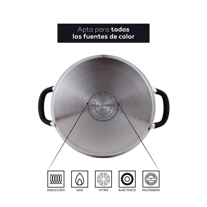 Masterpro Tartera Foodies Bgmp-1503-bk 3,8 l Ø28x7,5 cm Acero Inoxidable 18/10 para Inducción, Gas, Eléctrico 3