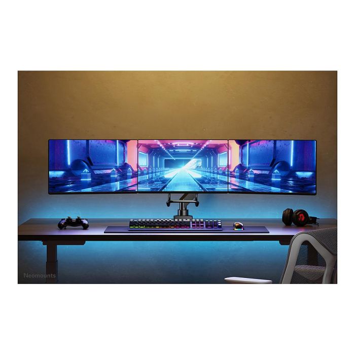 Neomounts NM-D775DX3BLACK Brazo para 3 Monitores de 17" a 27" con Resorte de Gas, Montaje de Escritorio, Negro 9