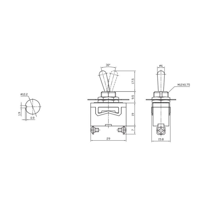 Edm Interruptor unipolar rabillo metálico 10A 250V 1