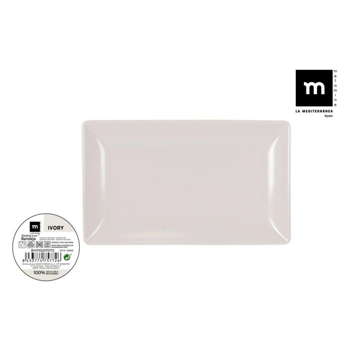 Bandeja de Melamina Ivory 30x20x2.5 cm - La Mediterranea (12 Unidades) Bandeja de Melamina Ivory 30x20x2.5 cm - La Mediterranea (12 Unidades)