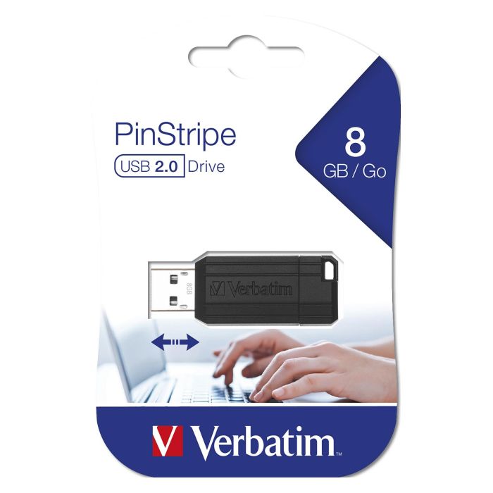 Verbatim Pendrive Store'N'Go Pinstripe 8GB USB 2.0 Negro Retráctil