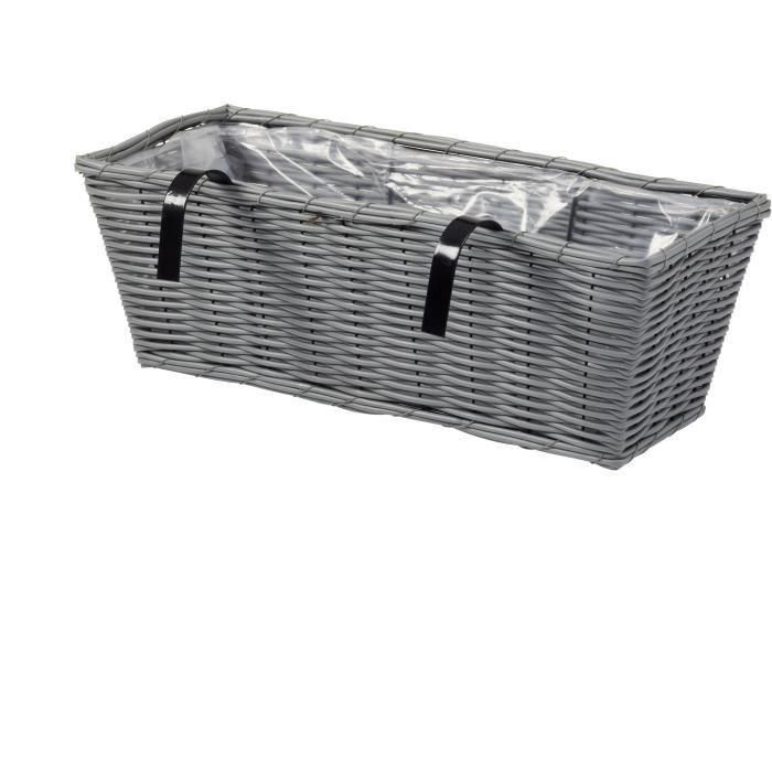 Jardinera - Imitación ratán - Gris - 48 cm - SMART GARDEN 1 Jardinera - Imitación ratán - Gris - 48 cm - SMART GARDEN 1