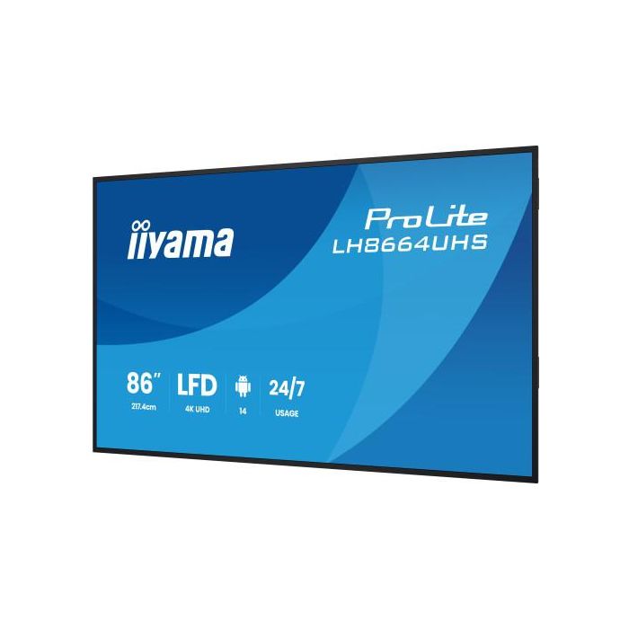 Iiyama Lh8664Uhs-B3Ag Pantalla de Señalización Pantalla Plana para Señalización Digital 2,17 M (85.6") Wifi 450 Cd / M² 4K Ultra Hd Negro Procesador Incorporado Android 24/7 5 Iiyama Lh8664Uhs-B3Ag Pantalla de Señalización Pantalla Plana para Señalización Digital 2,17 M (85.6") Wifi 450 Cd / M² 4K Ultra Hd Negro Procesador Incorporado Android 24/7 5