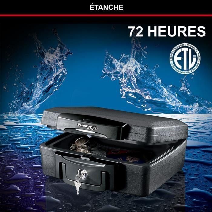 Master Lock Caja Fuerte Ignífuga e Impermeable 4,9L - Protección 30 Minutos Fuego Documentos y Medios Digitales con Llave 3