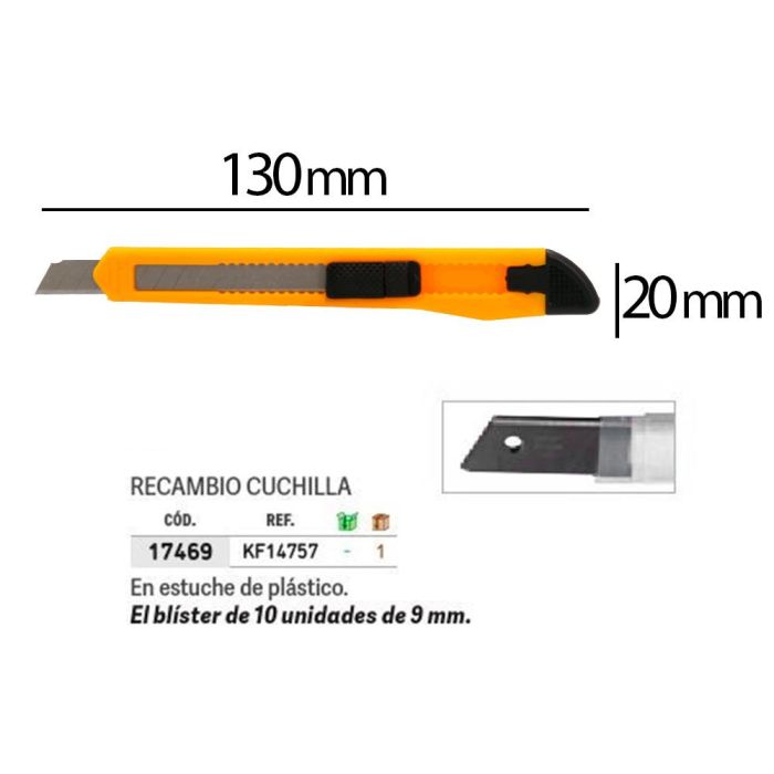 Cuter Q-Connect Plastico Estrecho Cuchilla 9 mm Xd-05 Caja De 60 Unidades 60 unidades 1