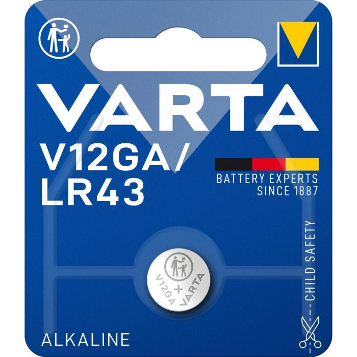 Varta 4278101401 Pila de Botón Litio V12GA/LR43 120mAh, 1 unidad para calculadoras, cámaras y llaves de coche 1