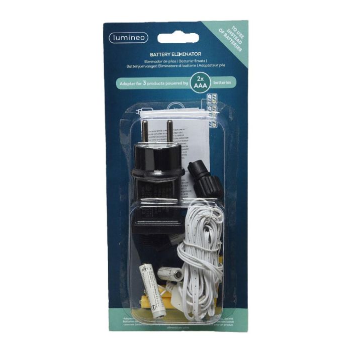 Lumineo Eliminador de pilas 3V, 220/240V, equivalente a 2xAAA, cable 3m