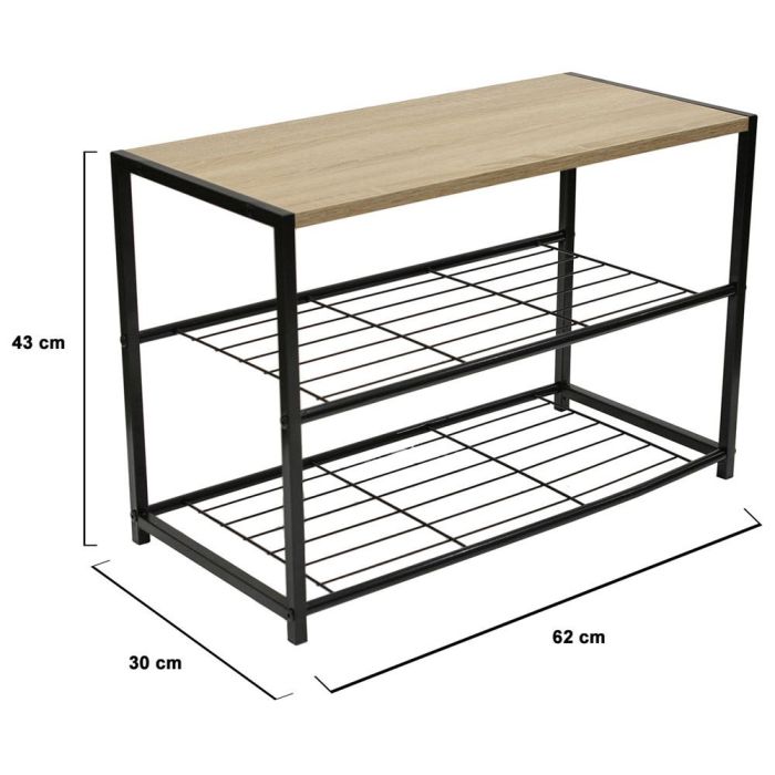Home Deco Factory Banco Zapatero Negro 62x30x43 cm 5