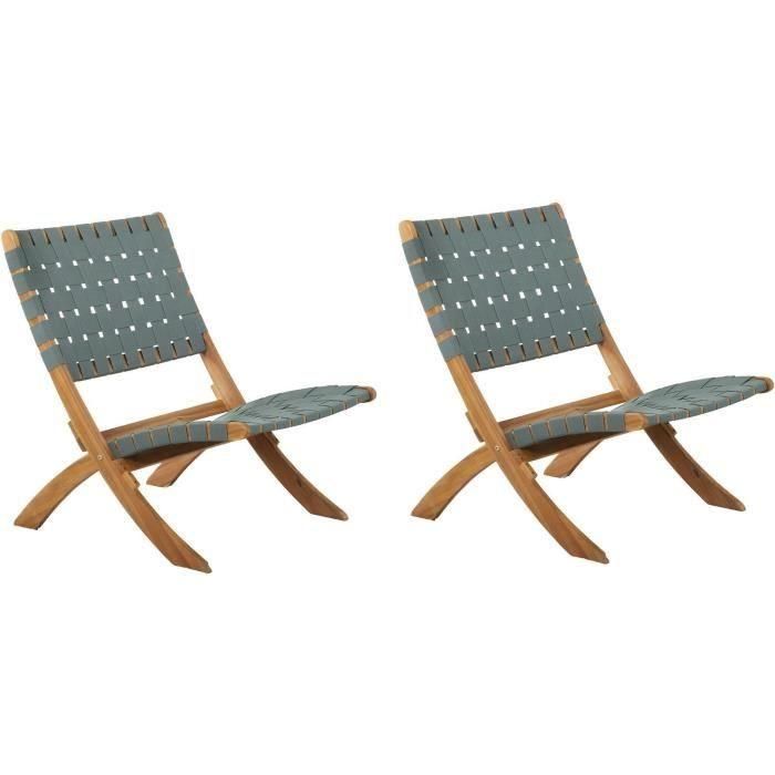 Beau Rivage GAVERONBS02190 Juego de 2 sillones de jardín VERONE de madera de acacia FSC y cuerda verde