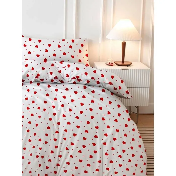 Juego de Cama Funda Nórdica 220x240 cm y Fundas de Almohada 60x60 cm 50% Algodón 50% Poliéster Rojo ASI8684283278640 1