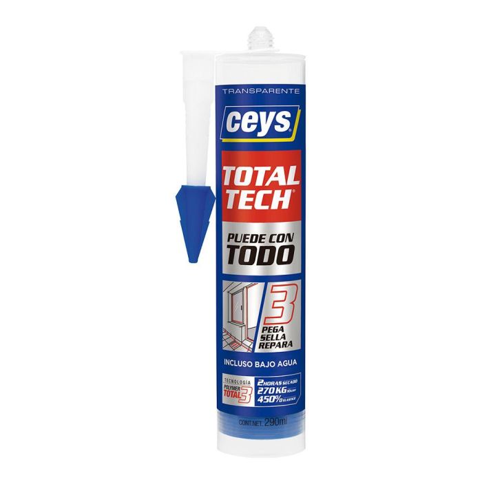 Ceys Total Tech Transparente - Masilla Adhesiva Selladora, 290 ml 0 Ceys Total Tech Transparente - Masilla Adhesiva Selladora, 290 ml 0