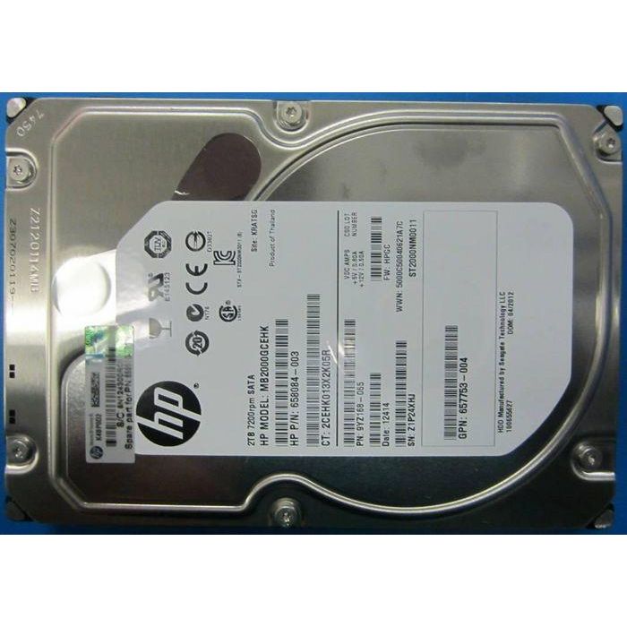Hewlett Packard Enterprise Disco Duro SATA 2TB 7200 RPM 6Gb/sec 3.5" LFF Midline Hewlett Packard Enterprise Disco Duro SATA 2TB 7200 RPM 6Gb/sec 3.5" LFF Midline