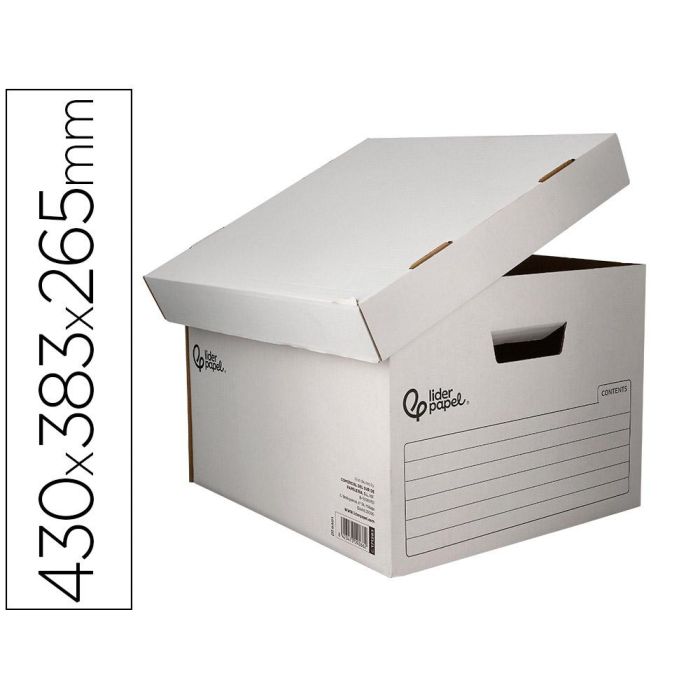 Cajon Contenedor Liderpapel Carton Automatico Para 4 Cajasarchivo Def. Folio - 5 Archivadores A-Z 430x383x265 mm 5 unidades