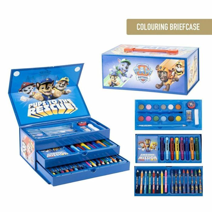 Cerdá Set Papelería Coloreable Maletín Paw Patrol para Niños, 26x10x13 cm, Edad +3 años, Color Azul