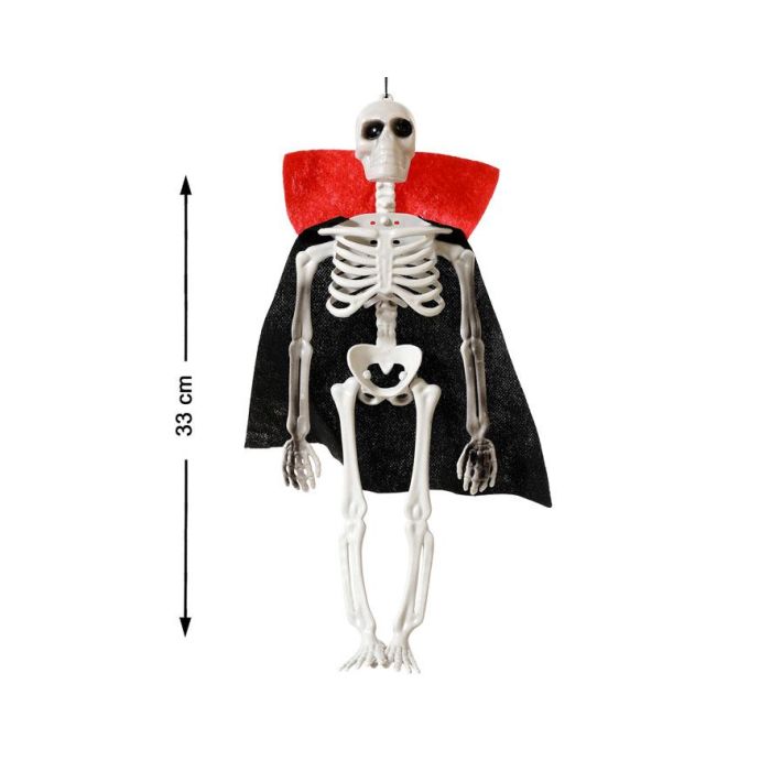 Esqueleto Decorativo Vampiro Con Capa Negra Y Roja 33 cm Halloween Fiestas Temáticas Terror