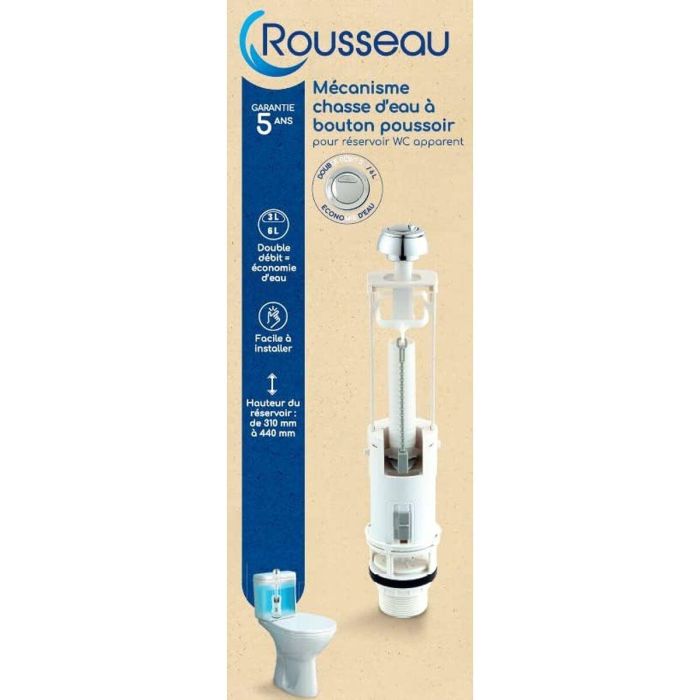Rousseau AAARV39521 Mecanismo de doble descarga 3/6L Ajustable - Acabado cromado - Fácil instalación 5 Rousseau AAARV39521 Mecanismo de doble descarga 3/6L Ajustable - Acabado cromado - Fácil instalación 5