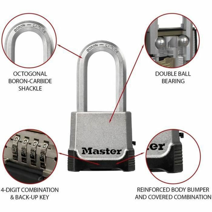 Master Lock Candado de Combinación M176EURDLH - Cuerpo de Zinc de 56 mm, Arco de Carburo de Boro, Combinación Programable, Uso Exterior 3 Master Lock Candado de Combinación M176EURDLH - Cuerpo de Zinc de 56 mm, Arco de Carburo de Boro, Combinación Programable, Uso Exterior 3