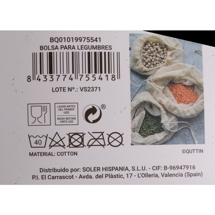 Bolsa para legumbres Quttin - Almacenamiento práctico (48 Unidades) 10 Bolsa para legumbres Quttin - Almacenamiento práctico (48 Unidades) 10