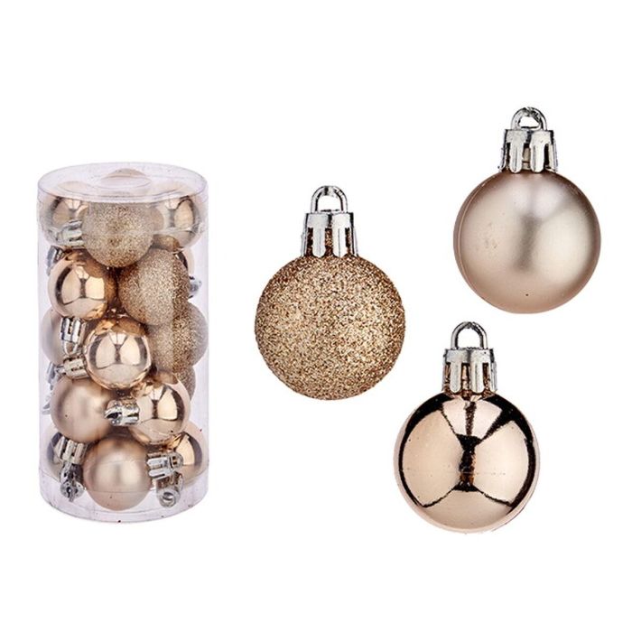 Set de Bolas de Navidad Champagne Plástico 3 x 4 x 3 cm (12 Unidades) 1