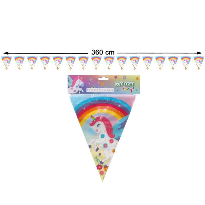Guirnalda de Banderines Unicornio Multicolor 360 cm - Decoración