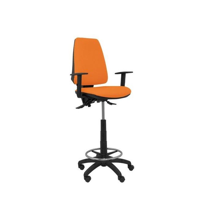 Taburete Piqueras Y Crespo Elche S Brazos Regulables Ergonomico Mecanismo Asincro Regulable En Altura Aro Reposapies Cromado Ruedas Nailon Asiento Y Respaldo Tapizados Bali Naranja
