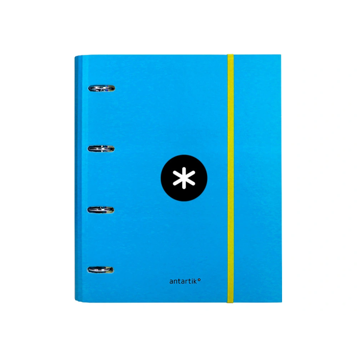 Antartik Carpeta con recambio a4 cuadro 5mm forrada 4 anillas 40mm redondas con solapa color azul 2